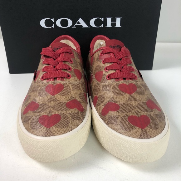 Coach CitySole Coated Canvas & Leather Sneakers Signature C Hearts ❤️ NIB - Picture 4 of 11